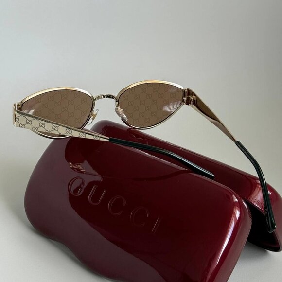 NWT Gucci GG1853S-003 Gold Brown 55mm Sunglasses